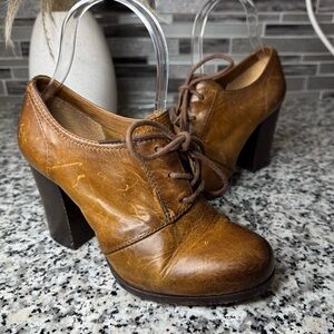 Frye Women's Parker Oxford Brown Leather Lace-Up Heeled Shoes Size 5.5